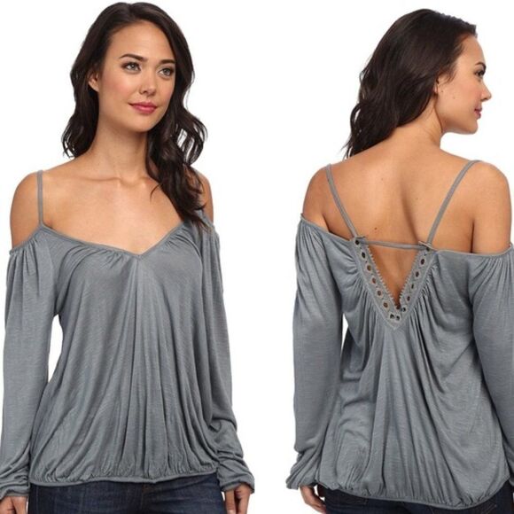 Free People Adelia Boho Cold Shoulder Blouse Top - Picture 1 of 10